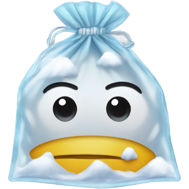 Snow in a see through zip lock bag emoji