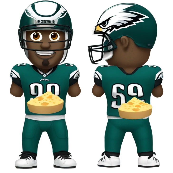 Philadelphia eagles player with cheese head  emoji