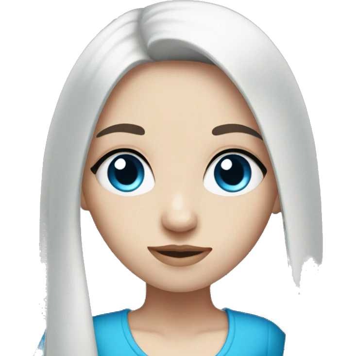 Pale girl with blue eyes and long straight black hair emoji