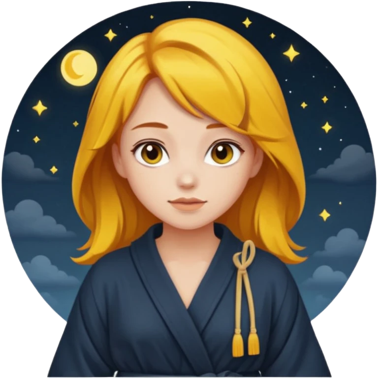 cute and sexy girl with bright yellow-brown hair in a dark sky pallete robe emoji