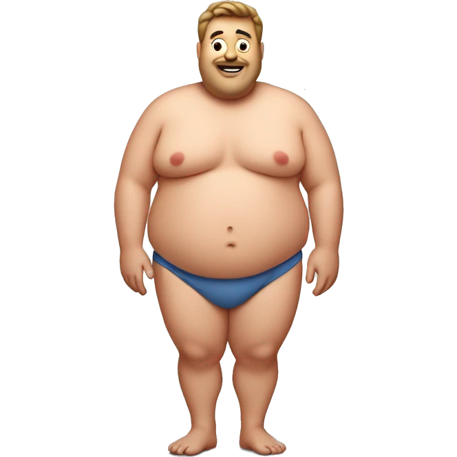 Fat guy with heart underwear  emoji