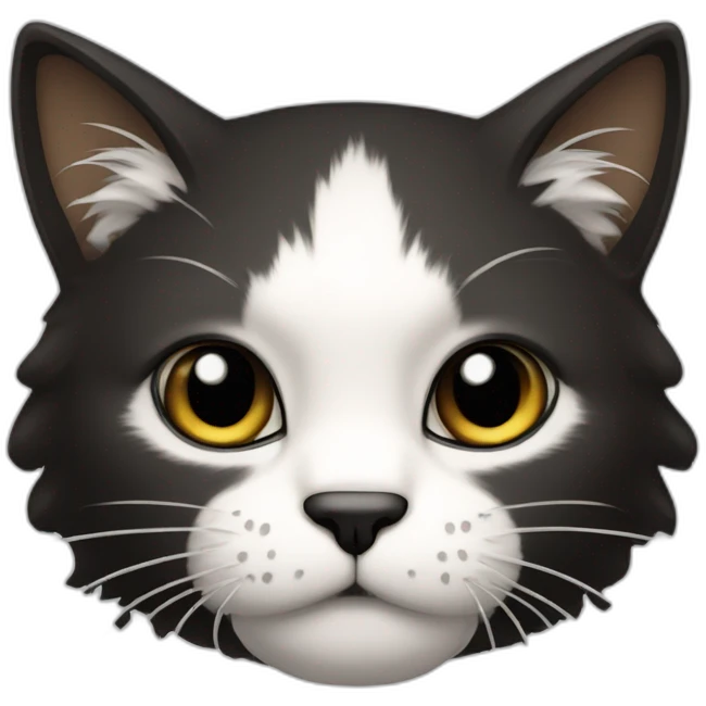 Gato bravo peludo preto e branco emoji