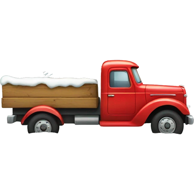 little red truck hauling a christmas tree emoji