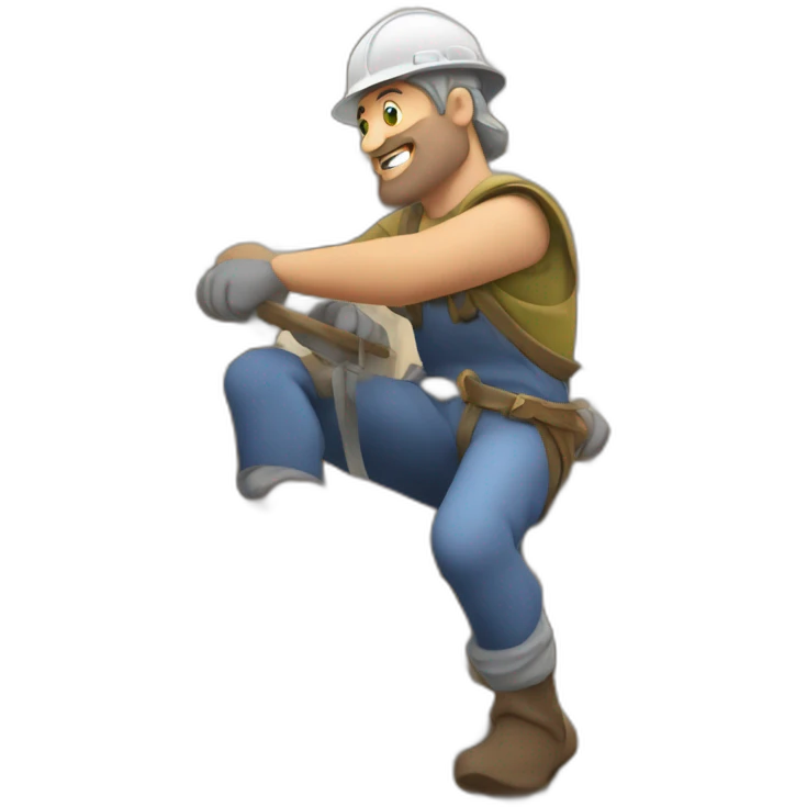 medieval scaffolder at work, on a scaffolding structure emoji