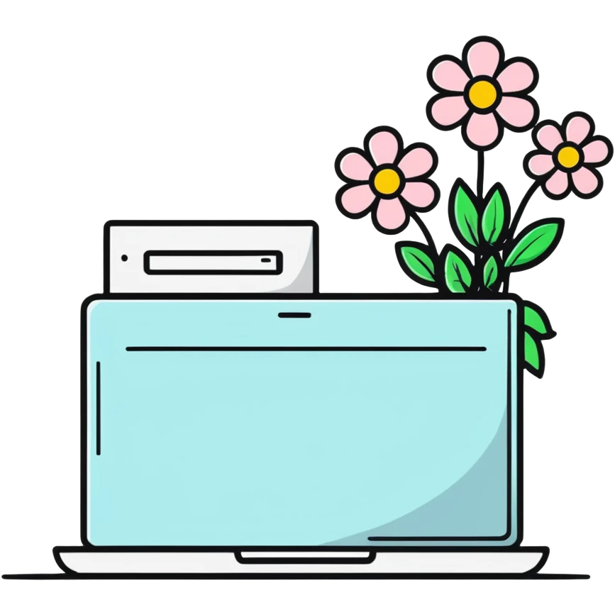 computer with flowers growing out of it emoji