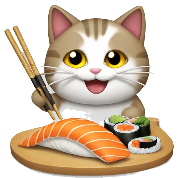 Cat eating sushi emoji