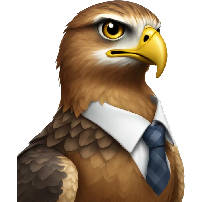 hawk with a tie emoji