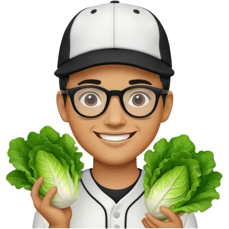 lettuce happy black glasses baseball hat emoji
