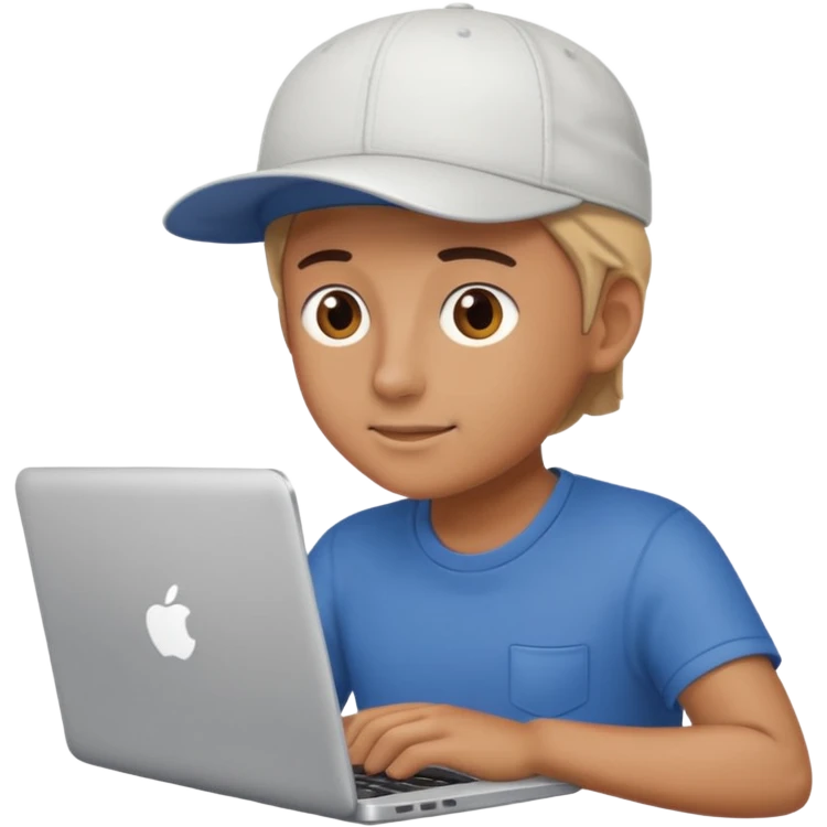 generate a person emoji with his laptop with cap too emoji