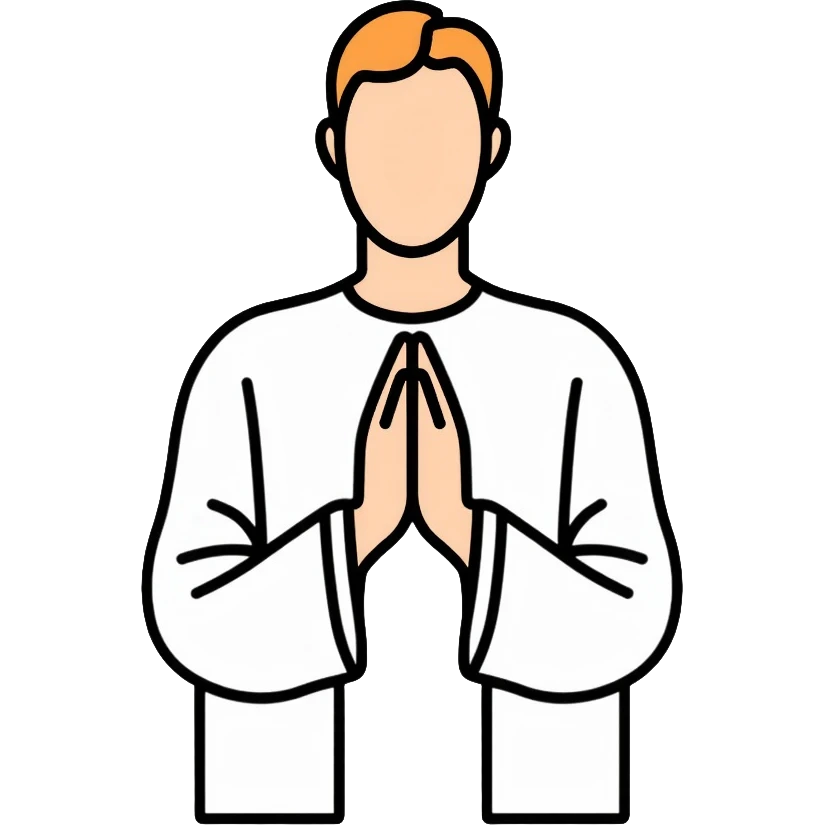 Person with hands folded, praying and talking to God, divine connection emoji