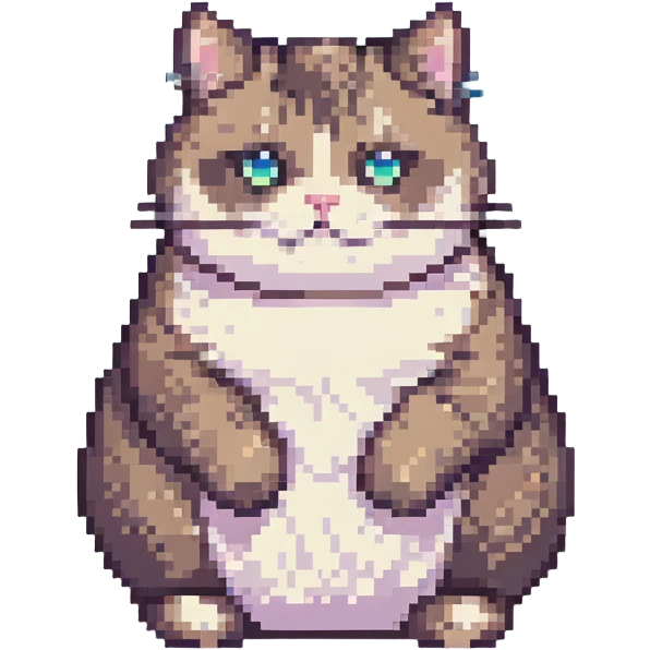 sitting chubby pixel art cat emoji