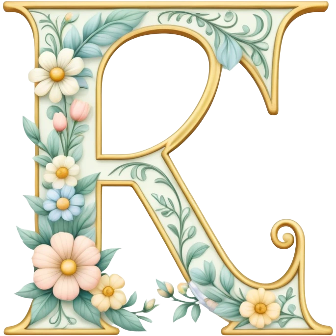 White pastel flowery romantic alphabet letter emoji
