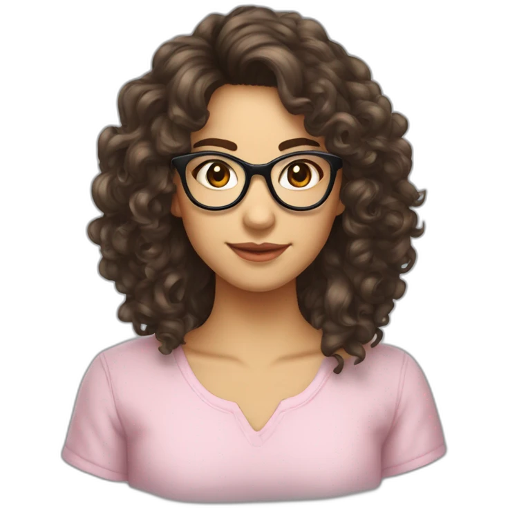 brune cheveux bouclés lunettes emoji