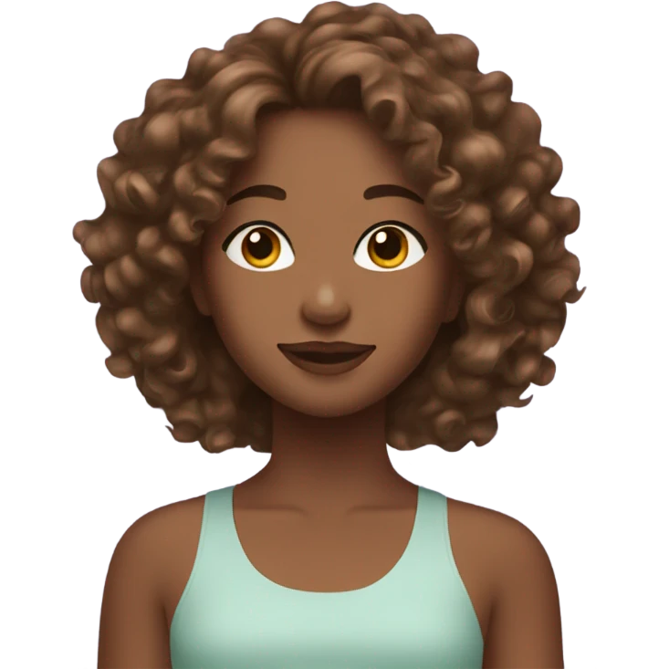 Girl with brown wavy curly hair with skincare products on her face emoji