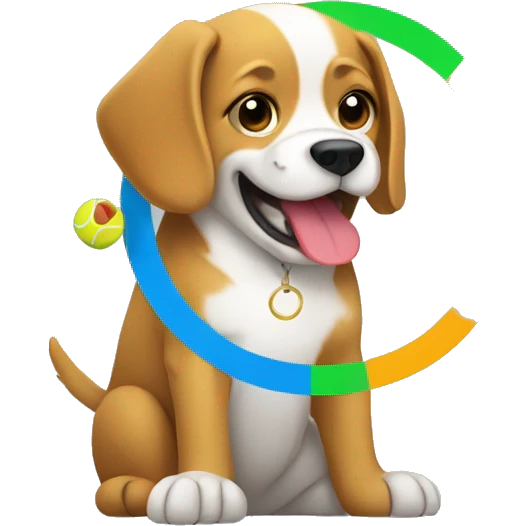 Dog playing with tennis ball as an Olympic event with Olympic rings  emoji