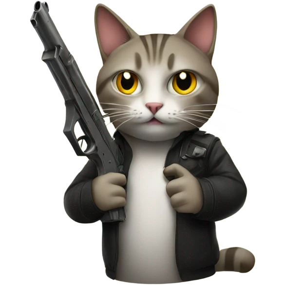 Cat holding a gun emoji