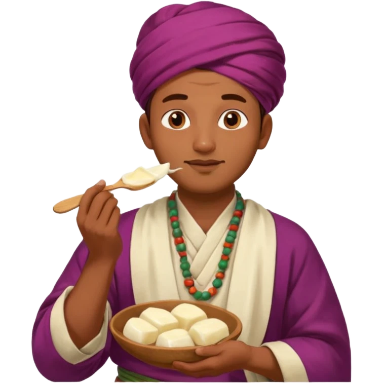 some guy eating 1kg of mozzarella, make it nepalese, more brown emoji