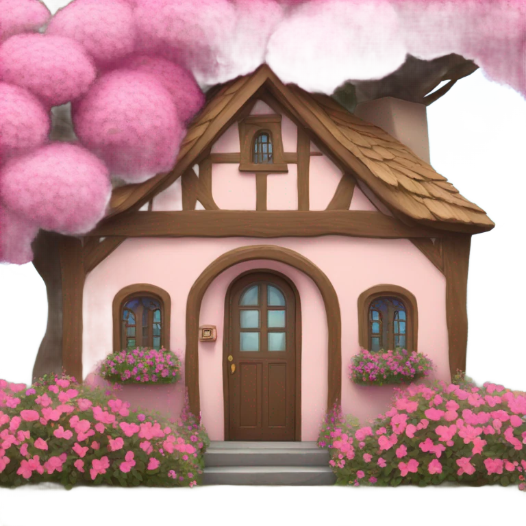 cottage with pink flowers emoji