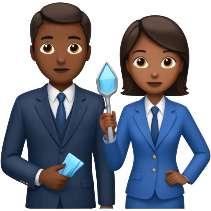 a Detective man is interviewing a cleaning Lady  emoji