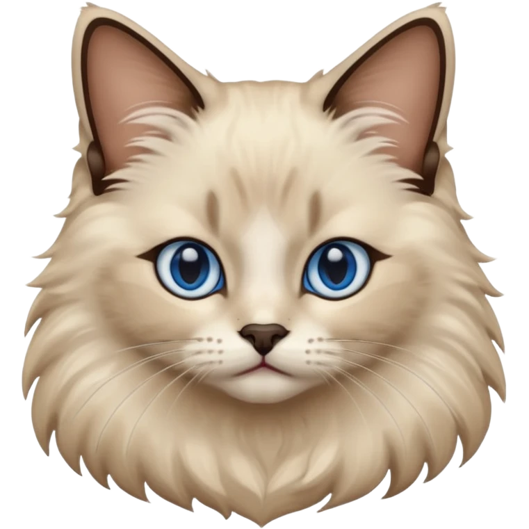 Ragdoll cat, with dark nose/center face area with surrounding beige fur, bright blue eyes emoji