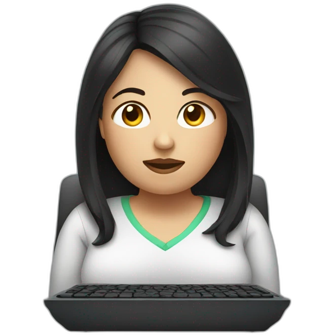 computer woman overweight dark hair emoji