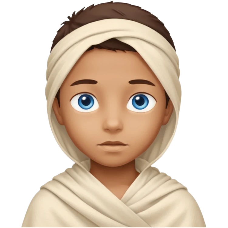 blue eyed desert child cowered with creme cloth emoji