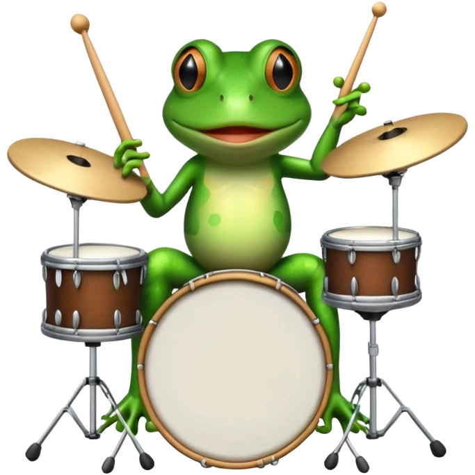 Frog playing the drums emoji