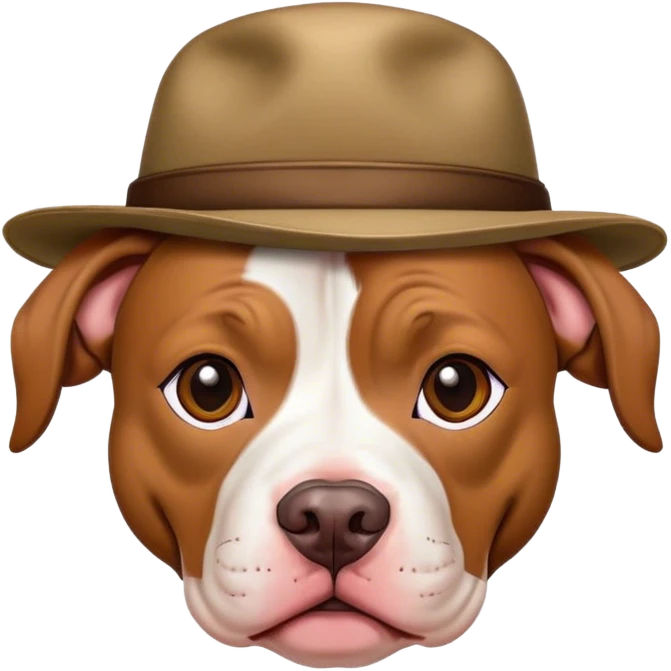 Pit bull wearing a hat emoji