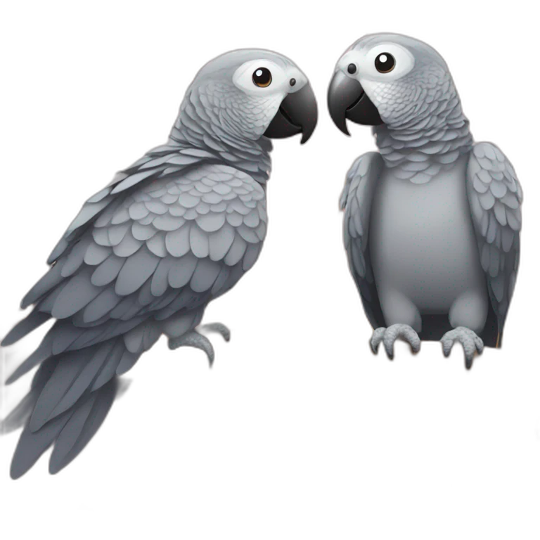 African grey parrot and colorful parrot emoji