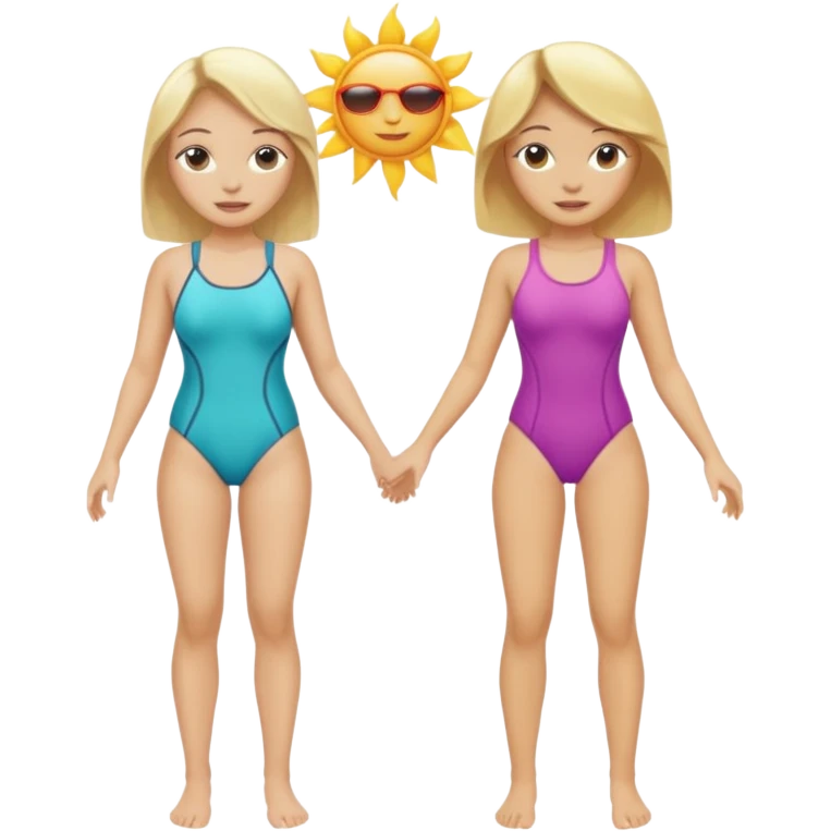 2 women light skin blonde hair with swinsuit fuul body emoji
