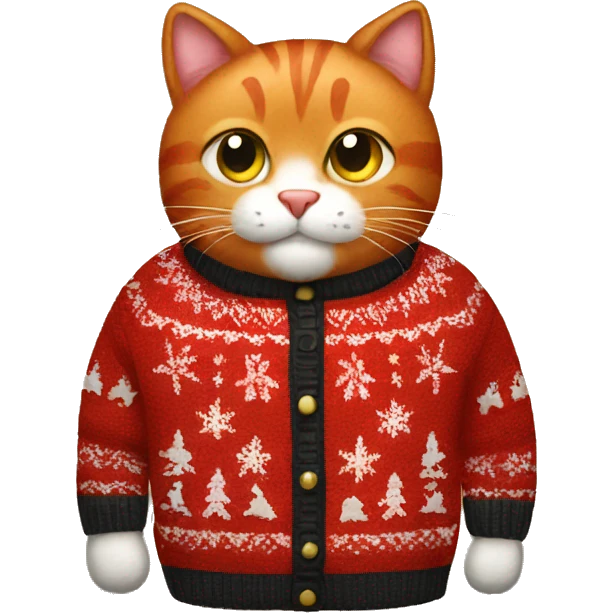 Red cat in Christmas sweater  emoji
