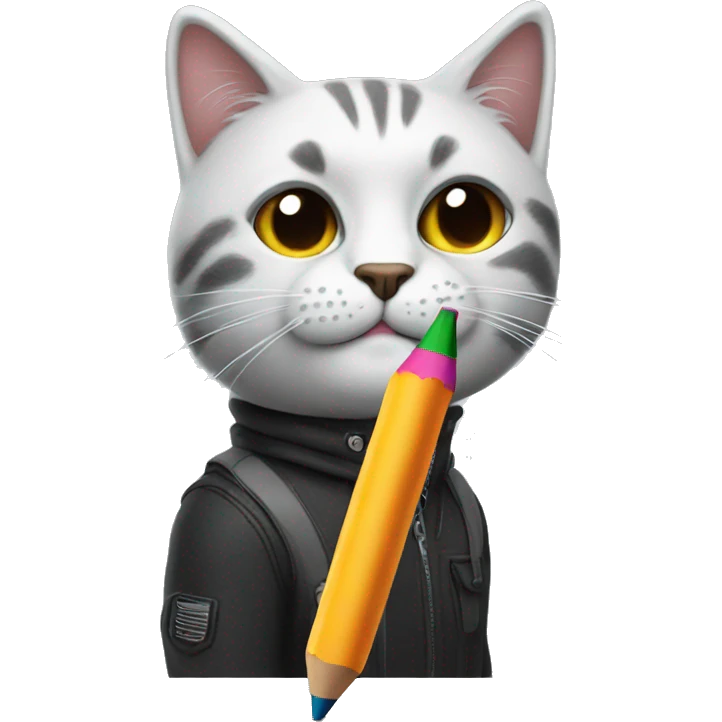 cool cat with a crayon emoji