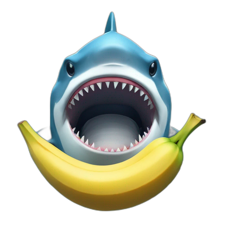 un requin qui mange un banane emoji