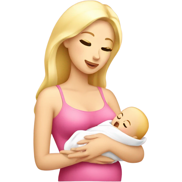 blonde woman breast feeding baby. pink emoji