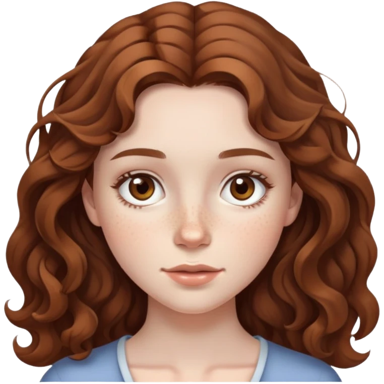 pale brunette girl freckles brown eyes wavy hair  emoji