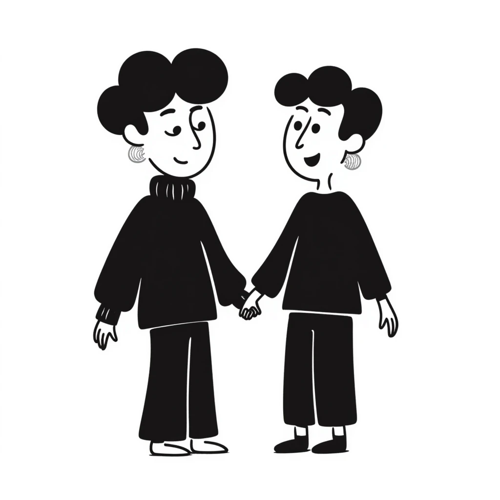 Mac and Chesser as hand-drawn doodle characters with simple lines emoji