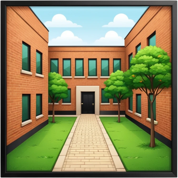 closed courtyard between apartment buildings, safe private yard, minimal flat vector icon emoji