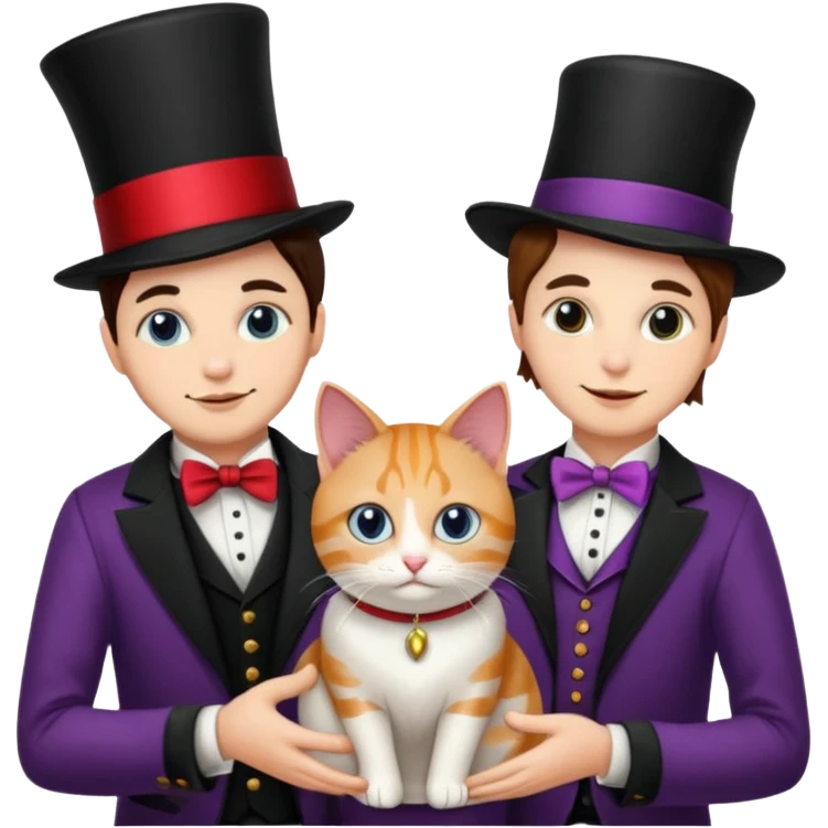 magician couple and their pet cat emoji
