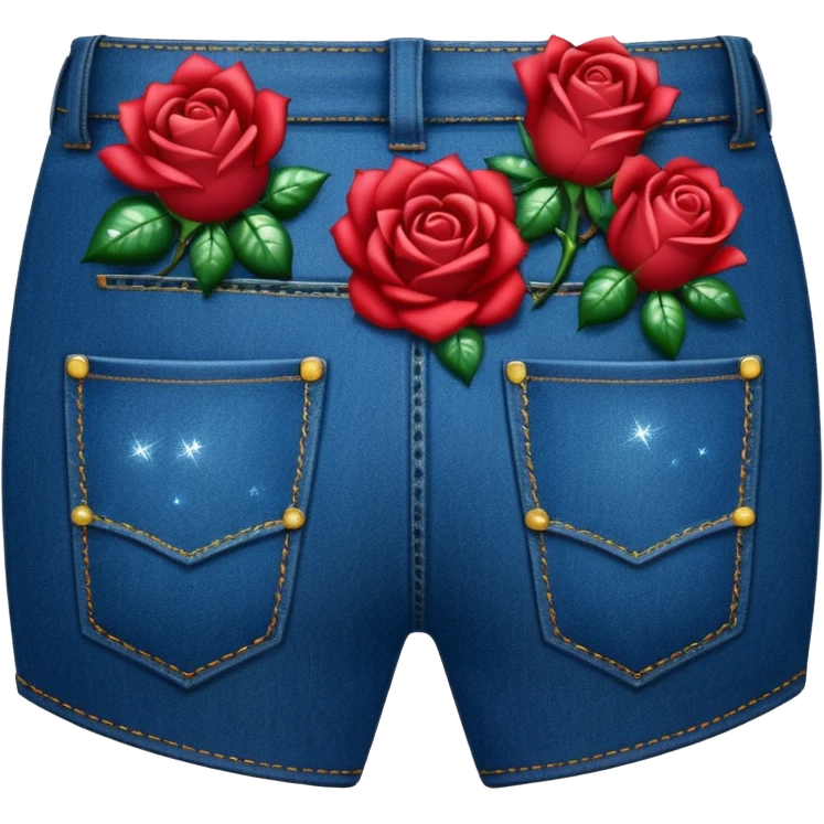 Denim back pocket with glittery roses sticking out of the pocket  emoji