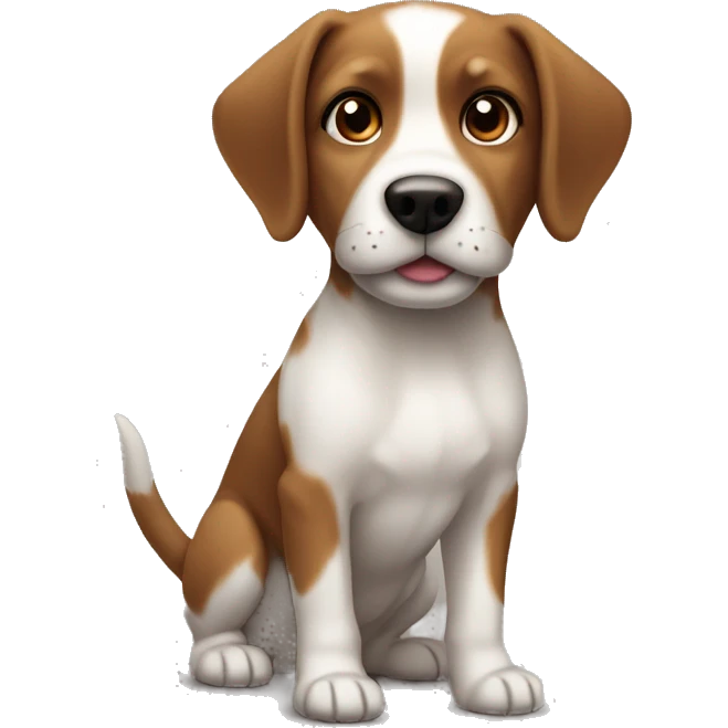 Small brown and white dog with short floppy ears and small nose emoji