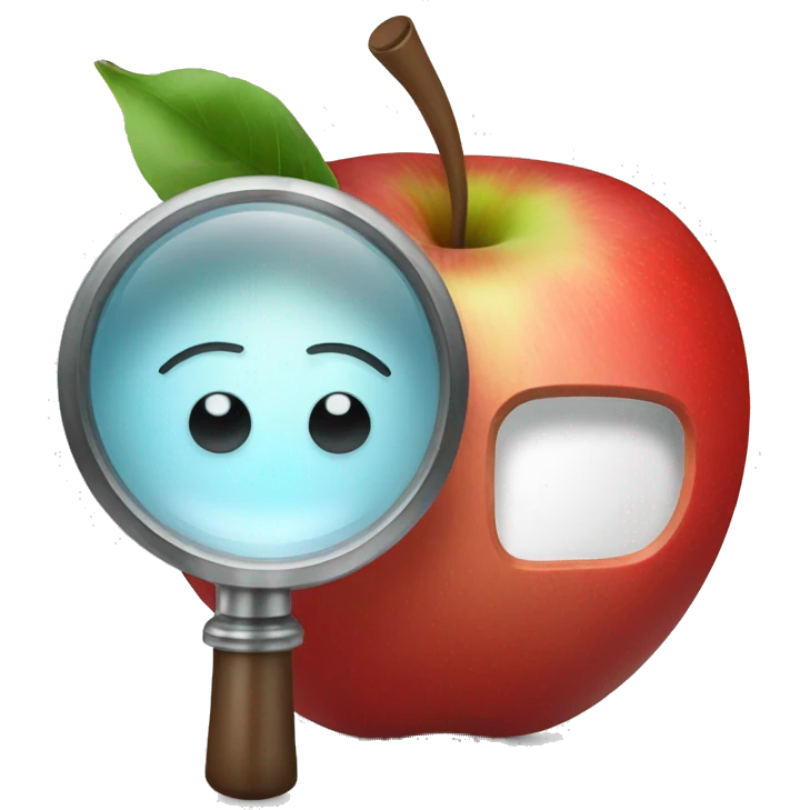 magnifying glass with red apple emoji