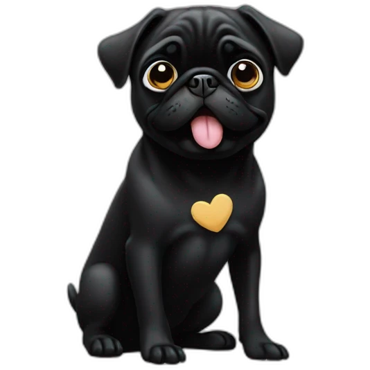 black pug blowing a kiss emoji