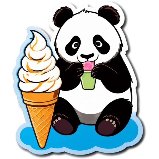 Panda eating ice cream emoji