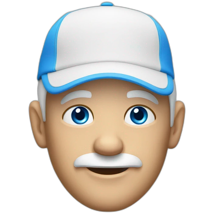 a bald old english man with bright blue eyes and golf hat emoji