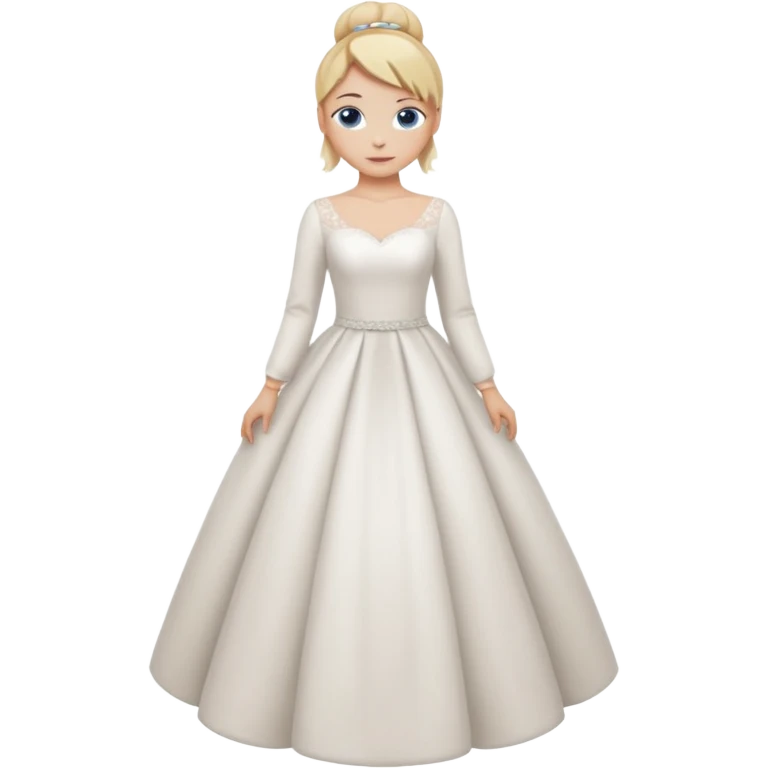 Chica blanca,ojos azules,pelo rubio y recogido, vestido novia, manga larga cuerpo entero emoji