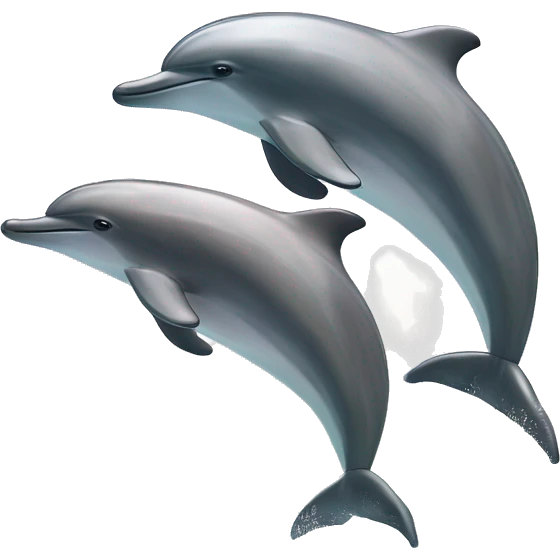 two dolphins jumping out of the ocean and the rainbow behind them with sparkles ￼￼ emoji