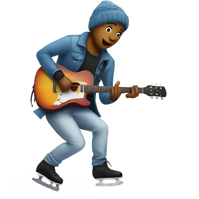 Guitarist playing guitar while skating on an ice rink emoji