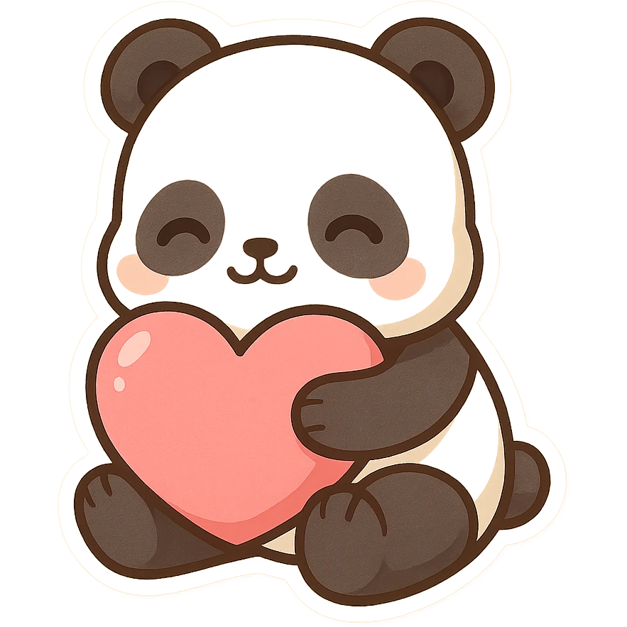 Chibi Panda Hugging Heart emoji