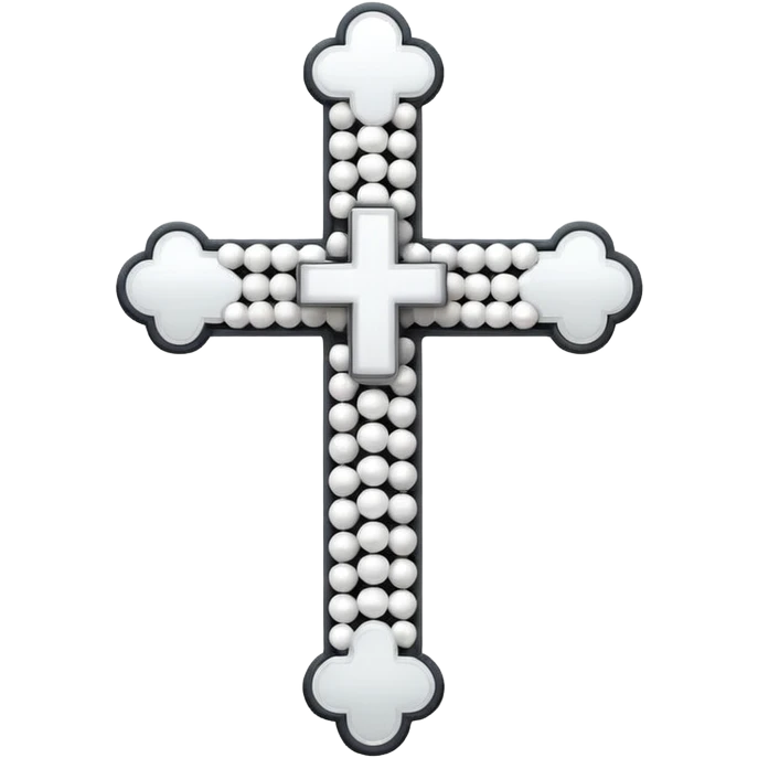 Elegant emoji icon of a white cross made of white beads, glossy surface, subtle shadows, pure white palette, centered emoji