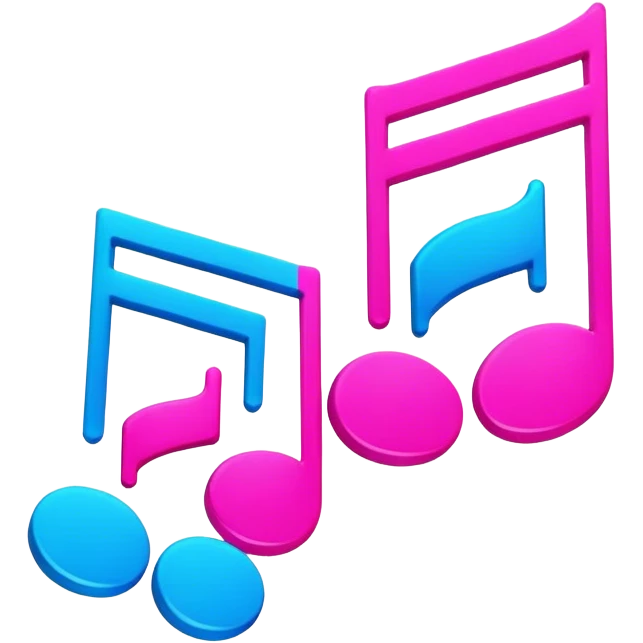 neon pink and blue notes emoji